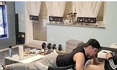 My Boy Surprised Me With A Nice Blowjob While I Was Gaming And I Shot My Cum In His Mouth