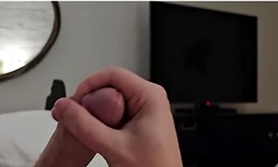 Hotel Room Jerk Off, Hairy Dick Close Up & Cum