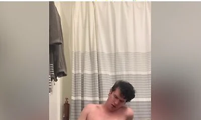 Twink Shows Off, Plays With His Hard Cock And Fucks His Ass With A Dildo Until He