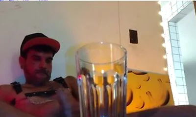 Piss, Spit, Pig Cum. Boy Fills A Glass By Spiting, Cumming And Pissing