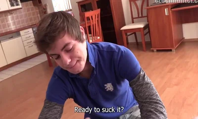 Muscular Coaxes Slim Twink Into Car Blowjob Finishes With Bareback Anal