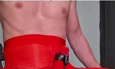 Sissy Boy Cumshot Through Nylon Bodysuit While Riding Fat Cock Anal Orgasm Lingerie