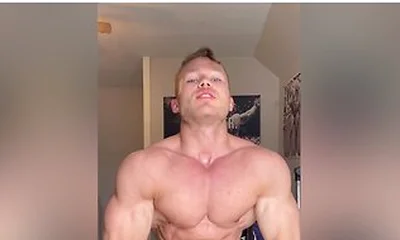 Muscle College Jock Flexing Big Cock