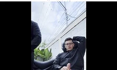 Role Play On The Bike Wearing Hot Leather, In A Hot Outddoors, And Cumming A Huge Load