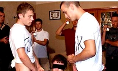 At A Wild Frat Party, A Daring College Stud Takes On A Cheering Crowd