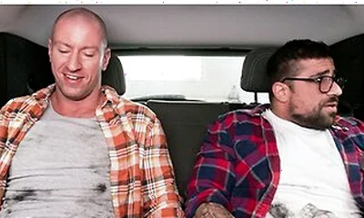 Buddies Alex & Cam Crawford Fix Car Then Jerk Off In The Backseat Before Road Trip