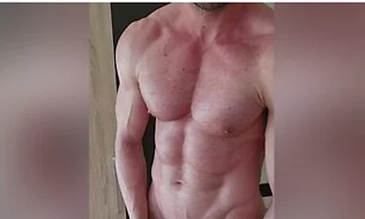 67 250lb Stud Getting Oiled, Flexing And Cumming Hard
