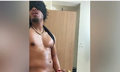 Masked And Oiled Up Blasian Muscle Jock Jerks And Cums For You. Stroking/ Edging/ Cumshot/ Flexing