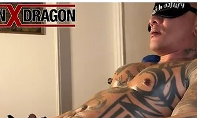 Inked Asian Dilf Damian Dragon Relaxes As His Sub Strokes His Dick