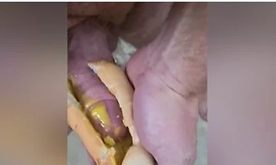 Guy Shoves His Cock Between Two Saucy Buns. Dp Creampie. Asmr. Hotdogs And Mustard