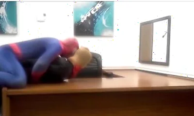 Spiderman Humps Robber He Finds In An Office