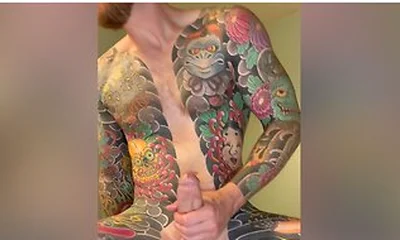 Tattooed Stud Jerks And Blows Huge Load