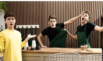 Men - Sam Ledger Asks Barista Joey Mills For Something Hot & Creamy So He Gets Cum All Over His Body