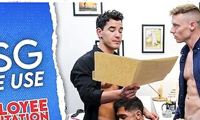 Newbie Stud Employee Tag Teamed By Hot Jocks In Free Use Office