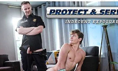 Hunk Cop Gives Stiff Warning To Nude Gardener - Oliver Marks, Brandon Evans