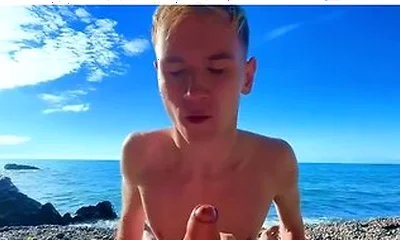 Sucking A Big Dick With A Swallowed And Gives Cum In A Tight Ass On A Nude Beach