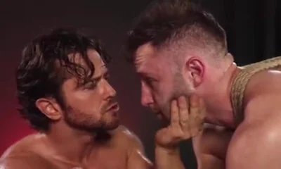 Leather master cock sucking bound boy