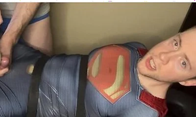 Tied Superman Cumshot Twink