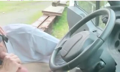 Masked Cock Sucker In Suit Blows My Big Dick In My Truck With The Door Wide Open