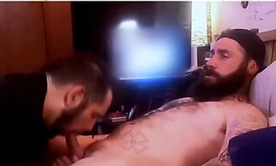 Tattooed Straight Guy Gets Sloppy Blowjob From Cum Hungry Fag