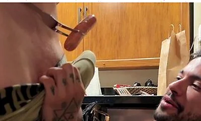 Malik Delgaty And Alejo Ospina In Cooking Sausage Gets Outshined By Maliks Juicy Meat