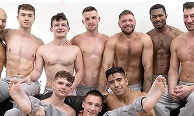 Ten Horny Studs Take Turns At Zac Steele Insatiable Ass