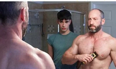 Shy Stepson Rob Quin Helps Shaving His Hunk Stepdad Muscled Madisons Balls