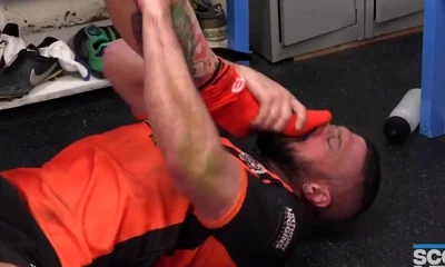 Muscle boys socks feet licking